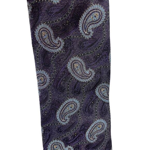 Jos A Bank Signature Collection Mens Purple Blue Paisley Neck Tie Necktie Silk - Picture 7 of 16